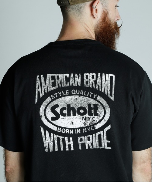 schott（ショット）の「Schott/ショット/T-SHIRT AMERICAN BRAND WITH PRIDE/Tシャツ アメリカンブランド ウィズ プライド（Tシャツ/カットソー・メンズ・ブラック/ホワイト/ネイビー・M/L/XL/2XL）」の3枚目の写真