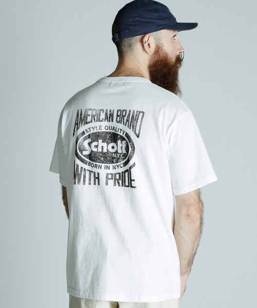 schott（ショット）の「Schott/ショット/T-SHIRT AMERICAN BRAND WITH PRIDE/Tシャツ アメリカンブランド ウィズ プライド（Tシャツ/カットソー・メンズ・ブラック/ホワイト/ネイビー・M/L/XL/2XL）」の4枚目の写真