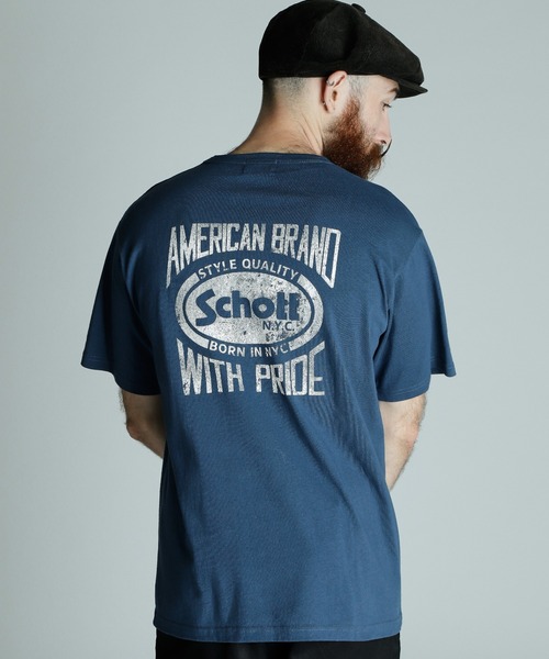 schott（ショット）の「Schott/ショット/T-SHIRT AMERICAN BRAND WITH PRIDE/Tシャツ アメリカンブランド ウィズ プライド（Tシャツ/カットソー・メンズ・ブラック/ホワイト/ネイビー・M/L/XL/2XL）」の8枚目の写真