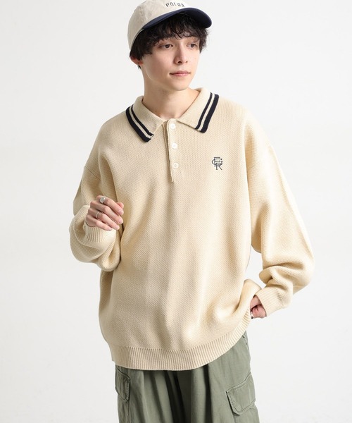 RAGEBLUE（レイジブルー）の「ワンポイントロゴ刺繍/ニットポロシャツ（ポロシャツ・メンズ・オフホワイト/ネイビー/グリーン・LARGE/MEDIUM）」の7枚目の写真