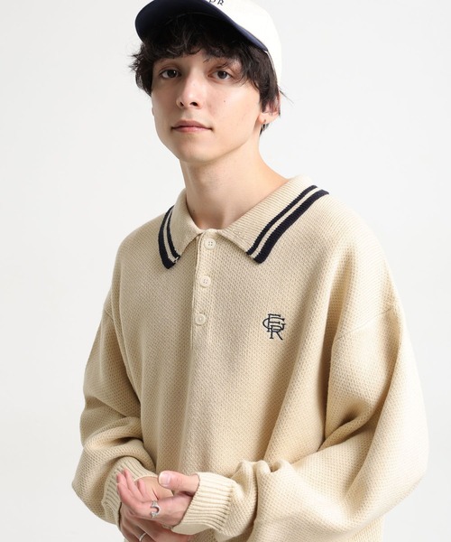 RAGEBLUE（レイジブルー）の「ワンポイントロゴ刺繍/ニットポロシャツ（ポロシャツ・メンズ・オフホワイト/ネイビー/グリーン・LARGE/MEDIUM）」の8枚目の写真