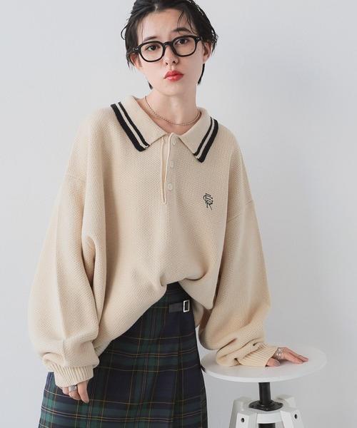 RAGEBLUE（レイジブルー）の「ワンポイントロゴ刺繍/ニットポロシャツ（ポロシャツ・メンズ・オフホワイト/ネイビー/グリーン・LARGE/MEDIUM）」の11枚目の写真