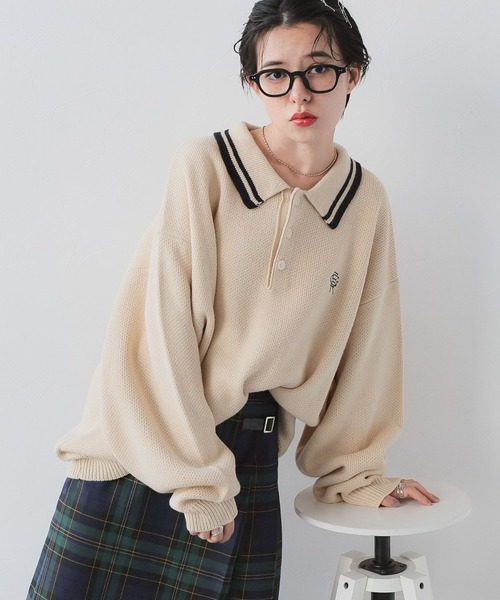 RAGEBLUE（レイジブルー）の「ワンポイントロゴ刺繍/ニットポロシャツ（ポロシャツ・メンズ・オフホワイト/ネイビー/グリーン・LARGE/MEDIUM）」の12枚目の写真