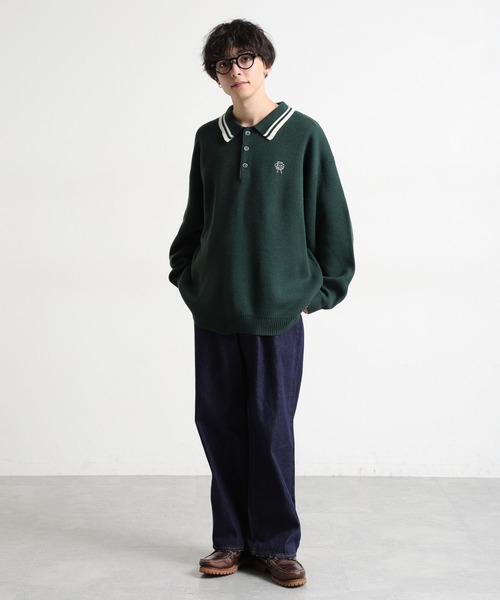 RAGEBLUE（レイジブルー）の「ワンポイントロゴ刺繍/ニットポロシャツ