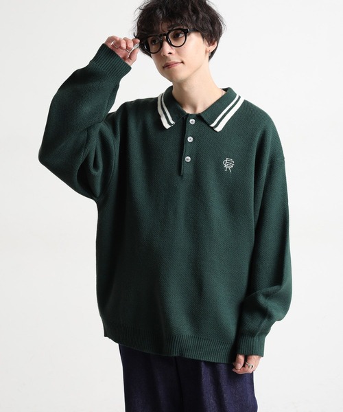 RAGEBLUE（レイジブルー）の「ワンポイントロゴ刺繍/ニットポロシャツ（ポロシャツ・メンズ・オフホワイト/ネイビー/グリーン・LARGE/MEDIUM）」の14枚目の写真