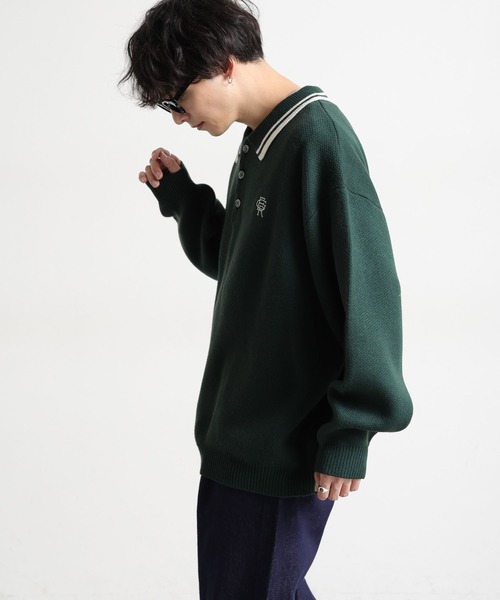 RAGEBLUE（レイジブルー）の「ワンポイントロゴ刺繍/ニットポロシャツ（ポロシャツ・メンズ・オフホワイト/ネイビー/グリーン・LARGE/MEDIUM）」の15枚目の写真