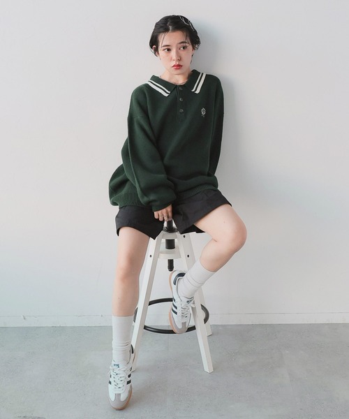 RAGEBLUE（レイジブルー）の「ワンポイントロゴ刺繍/ニットポロシャツ（ポロシャツ・メンズ・オフホワイト/ネイビー/グリーン・LARGE/MEDIUM）」の18枚目の写真