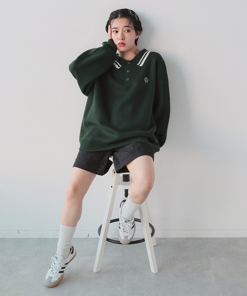 RAGEBLUE（レイジブルー）の「ワンポイントロゴ刺繍/ニットポロシャツ（ポロシャツ・メンズ・オフホワイト/ネイビー/グリーン・LARGE/MEDIUM）」の19枚目の写真