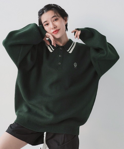 RAGEBLUE（レイジブルー）の「ワンポイントロゴ刺繍/ニットポロシャツ