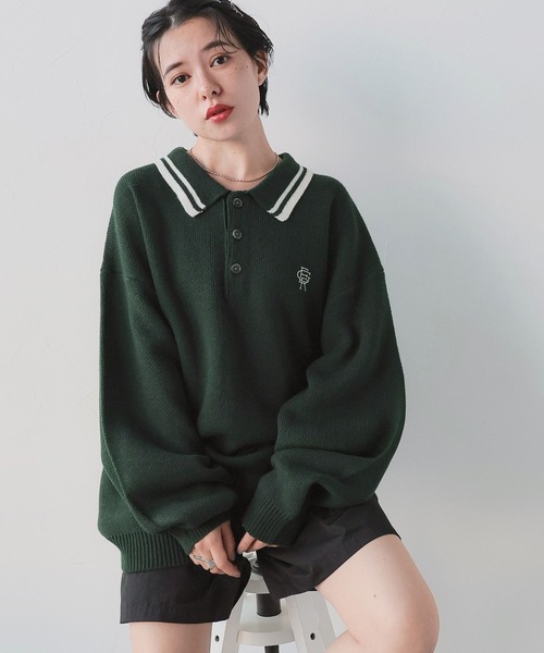 RAGEBLUE（レイジブルー）の「ワンポイントロゴ刺繍/ニットポロシャツ（ポロシャツ・メンズ・オフホワイト/ネイビー/グリーン・LARGE/MEDIUM）」の21枚目の写真