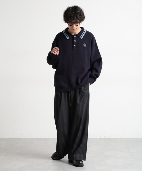 RAGEBLUE（レイジブルー）の「ワンポイントロゴ刺繍/ニットポロシャツ