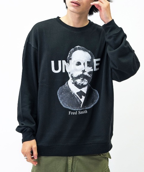 MODISH GAZE(モディシュガゼ)の「【MODISH GAZE】UNCLEクルーネックスウェット (CP)(スウェット・メンズ・オフホワイト/杢グレー/ブラック・L/M)」の2枚目の写真