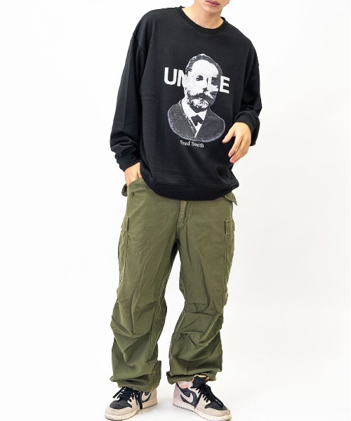MODISH GAZE(モディシュガゼ)の「【MODISH GAZE】UNCLEクルーネックスウェット (CP)(スウェット・メンズ・オフホワイト/杢グレー/ブラック・L/M)」の5枚目の写真