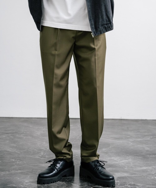 【セール】センタープレスワイドテーパードワンタックスラックス（スラックス）｜Rocky Monroe（ロッキーモンロー）