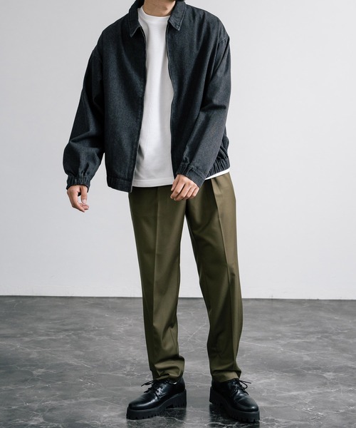 Rocky Monroe(ロッキーモンロー)の「センタープレスワイドテーパードワンタックスラックス(スラックス・メンズ・ブラック/ダークオリーブ/ダークベージュ/ダークネイビー/ダークブラウン/ブラウン/ダークグリーン/チャコールグレー・マルチサイズ)」の19枚目の写真