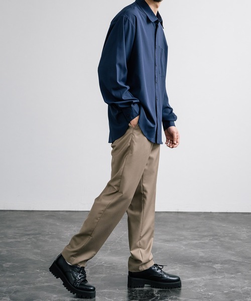 Rocky Monroe(ロッキーモンロー)の「センタープレスワイドテーパードワンタックスラックス(スラックス・メンズ・ブラック/ダークオリーブ/ダークベージュ/ダークネイビー/ダークブラウン/ブラウン/ダークグリーン/チャコールグレー・マルチサイズ)」の16枚目の写真