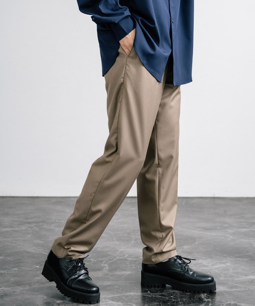 Rocky Monroe(ロッキーモンロー)の「センタープレスワイドテーパードワンタックスラックス(スラックス・メンズ・ブラック/ダークオリーブ/ダークベージュ/ダークネイビー/ダークブラウン/ブラウン/ダークグリーン/チャコールグレー・マルチサイズ)」の13枚目の写真