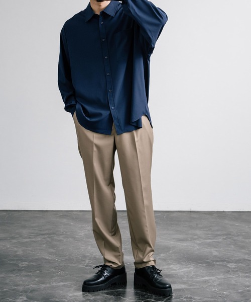 Rocky Monroe(ロッキーモンロー)の「センタープレスワイドテーパードワンタックスラックス(スラックス・メンズ・ブラック/ダークオリーブ/ダークベージュ/ダークネイビー/ダークブラウン/ブラウン/ダークグリーン/チャコールグレー・マルチサイズ)」の15枚目の写真