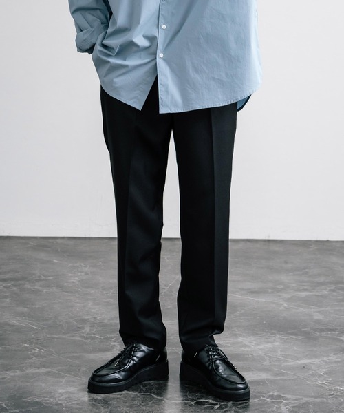 Rocky Monroe(ロッキーモンロー)の「センタープレスワイドテーパードワンタックスラックス(スラックス・メンズ・ブラック/ダークオリーブ/ダークベージュ/ダークネイビー/ダークブラウン/ブラウン/ダークグリーン/チャコールグレー・マルチサイズ)」の10枚目の写真