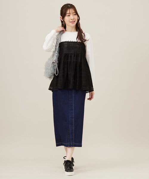 ANY SIS（エニィスィス）の「【洗える】2wayストレッチジョーゼットロゴ ロンT（Tシャツ/カットソー・レディース・ホワイト系1/ライラック系1/ライラック系/ホワイト系・0）」の16枚目の写真