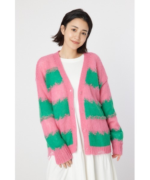 RODEO CROWNS WIDE BOWL(ロデオクラウンズワイドボウル)の「Grunge Border Knit カーディガン(カーディガン/ボレロ・レディース・オレンジ系その他/ピンク系その他/ブルー系その他3・FREE)」の3枚目の写真