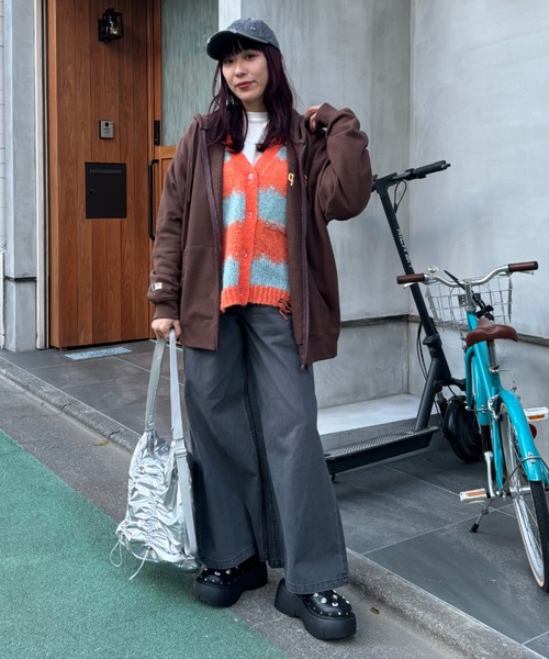 RODEO CROWNS WIDE BOWL(ロデオクラウンズワイドボウル)の「Grunge Border Knit カーディガン(カーディガン/ボレロ・レディース・オレンジ系その他/ピンク系その他/ブルー系その他3・FREE)」の13枚目の写真