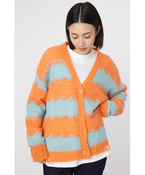 RODEO CROWNS WIDE BOWL(ロデオクラウンズワイドボウル)の「Grunge Border Knit カーディガン(カーディガン/ボレロ・レディース・オレンジ系その他/ピンク系その他/ブルー系その他3・FREE)」の5枚目の写真