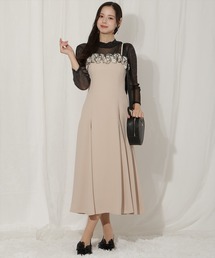 WILLSELECTION | フラワーキャミワンピース×シアーラメトップス(ドレス)