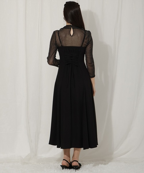 WILLSELECTION(ウィルセレクション)の「フラワーキャミワンピース×シアーラメトップス(ドレス・レディース・ブルー/ブラック/ベージュ・FREE)」の5枚目の写真