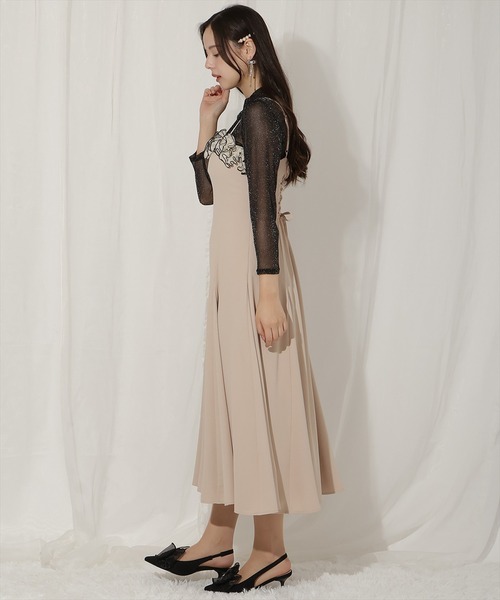 WILLSELECTION(ウィルセレクション)の「フラワーキャミワンピース×シアーラメトップス(ドレス・レディース・ブルー/ブラック/ベージュ・FREE)」の10枚目の写真