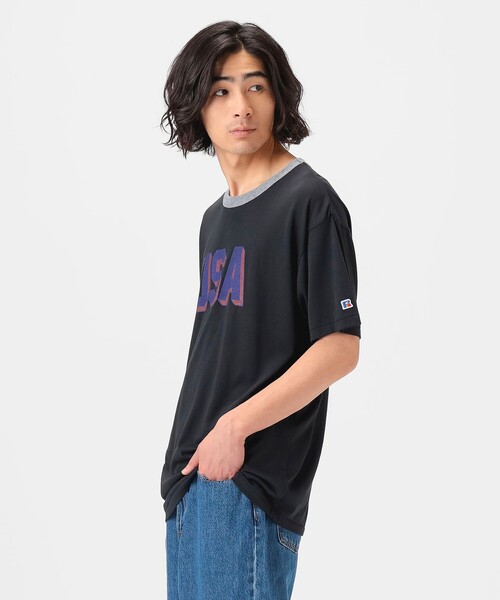 Russell Athletic（ラッセルアスレティック）の「【別注】RUSSELL ATHLETIC / リンガー Tシャツ（Tシャツ/カットソー・メンズ・ホワイト/ライトグレー/ブラック・S/M/L/XL）」の11枚目の写真