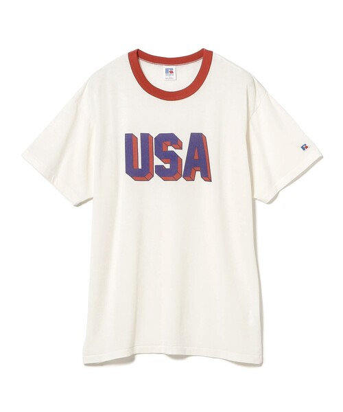 Russell Athletic（ラッセルアスレティック）の「【別注】RUSSELL ATHLETIC / リンガー Tシャツ（Tシャツ/カットソー・メンズ・ホワイト/ライトグレー/ブラック・S/M/L/XL）」の12枚目の写真