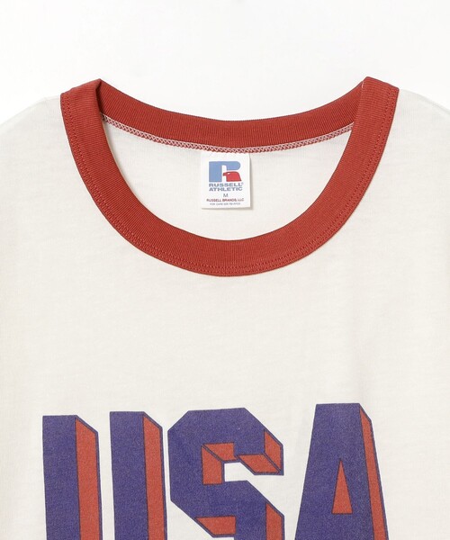 Russell Athletic（ラッセルアスレティック）の「【別注】RUSSELL ATHLETIC / リンガー Tシャツ（Tシャツ/カットソー・メンズ・ホワイト/ライトグレー/ブラック・S/M/L/XL）」の13枚目の写真