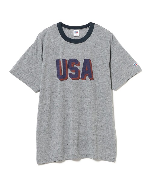 Russell Athletic（ラッセルアスレティック）の「【別注】RUSSELL ATHLETIC / リンガー Tシャツ（Tシャツ/カットソー・メンズ・ホワイト/ライトグレー/ブラック・S/M/L/XL）」の17枚目の写真
