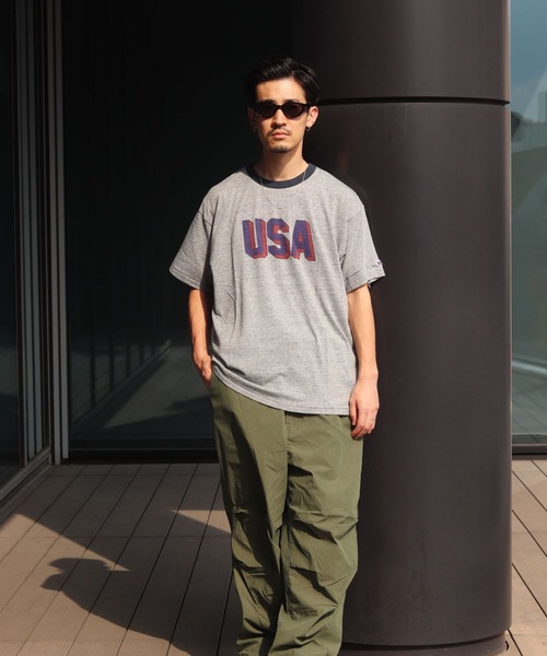 Russell Athletic（ラッセルアスレティック）の「【別注】RUSSELL ATHLETIC / リンガー Tシャツ（Tシャツ/カットソー・メンズ・ホワイト/ライトグレー/ブラック・S/M/L/XL）」の7枚目の写真