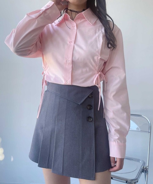 AS KNOW AS plus（アズノゥアズプラス）の「●サイドリボンタックシャツ（シャツ/ブラウス・レディース・ブルー系/ピンク/オフホワイト・FREE）」の21枚目の写真