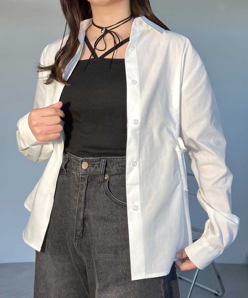 AS KNOW AS plus（アズノゥアズプラス）の「●サイドリボンタックシャツ（シャツ/ブラウス・レディース・ブルー系/ピンク/オフホワイト・FREE）」の13枚目の写真