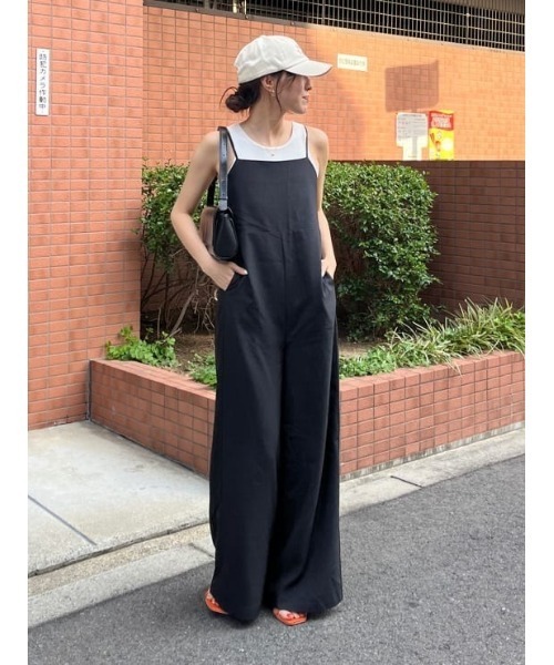 titivate（ティティベイト）の「バックデザインルーズキャミソールオールインワン（つなぎ/オールインワン・レディース・ブラック/グリーン/ダークブラウン・SP/S/M/MT/L）」の15枚目の写真