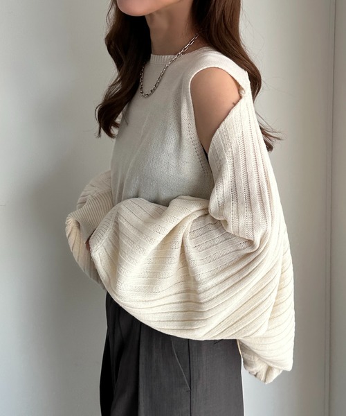 apres jour mignon(アプレジュールミニョン)の「袖ボリュームレイヤードニット【ZOZOTOWN限定アイテム】(ニット/セーター・レディース・アイボリー/イエロー/ブラック・X-LARGE/フリー)」の9枚目の写真