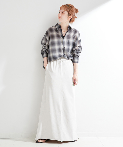 手洗い可 / シアーボイルチェックオーバーシャツ（シャツ