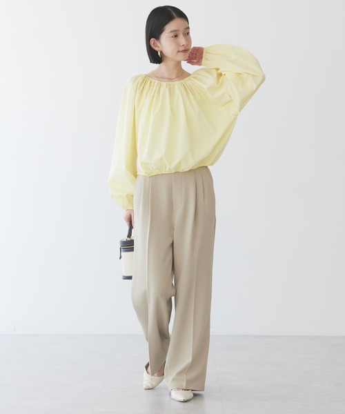 AMERICAN HOLIC(アメリカンホリック)の「イージーケアオフショルダーギャザーブラウス(シャツ/ブラウス・レディース・オフホワイト/ブラック/イエロー・M/L)」の7枚目の写真