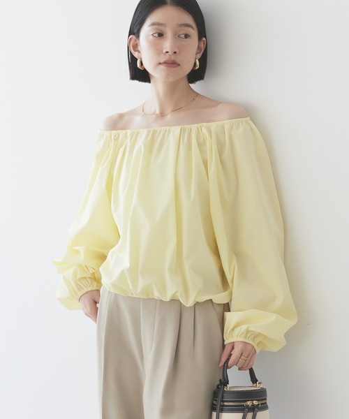 AMERICAN HOLIC(アメリカンホリック)の「イージーケアオフショルダーギャザーブラウス(シャツ/ブラウス・レディース・オフホワイト/ブラック/イエロー・M/L)」の14枚目の写真