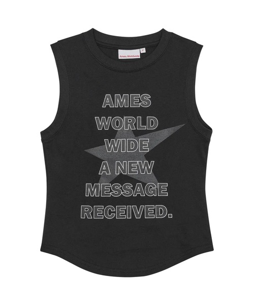AMESWORLDWIDE（アメスワールドワイド）の「A'GEM/9 × .kom 『AMESWORLDWIDE/アメスワールドワイド』 ROUND HEM SLEEVELESS TEE/ラウンドヘムスリーブレスTEE（Tシャツ/カットソー・レディース・グレー/チャコールグレー/ホワイト・FREE）」の12枚目の写真
