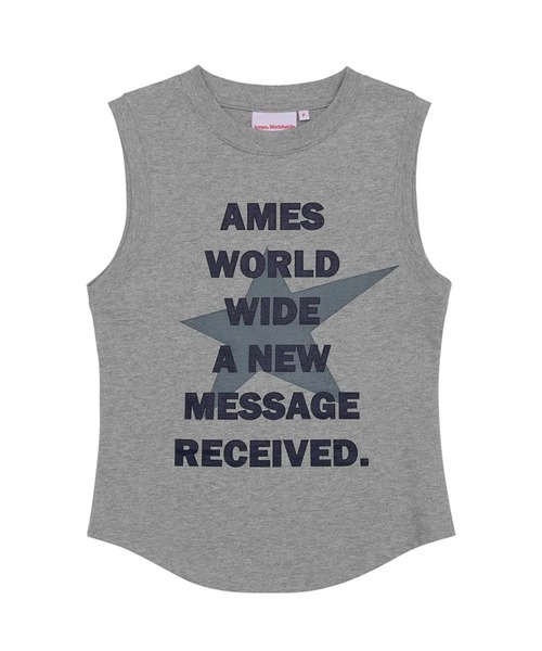 AMESWORLDWIDE（アメスワールドワイド）の「A'GEM/9 × .kom 『AMESWORLDWIDE/アメスワールドワイド』 ROUND HEM SLEEVELESS TEE/ラウンドヘムスリーブレスTEE（Tシャツ/カットソー・レディース・グレー/チャコールグレー/ホワイト・FREE）」の14枚目の写真