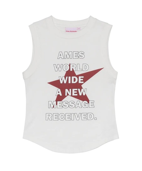 AMESWORLDWIDE（アメスワールドワイド）の「A'GEM/9 × .kom 『AMESWORLDWIDE/アメスワールドワイド』 ROUND HEM SLEEVELESS TEE/ラウンドヘムスリーブレスTEE（Tシャツ/カットソー・レディース・グレー/チャコールグレー/ホワイト・FREE）」の10枚目の写真
