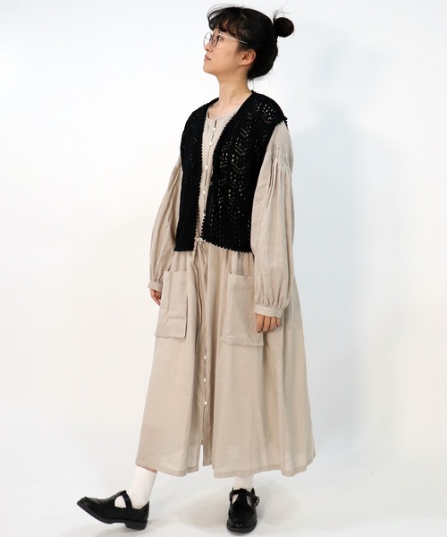 haupia(ハウピア)の「着こなし自由なポケットワンピース【ワンピース】(シャツワンピース・レディース・チャコールグレー/オフホワイト/ベージュ/ラベンダー・MEDIUM)」の8枚目の写真