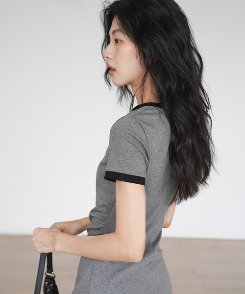 配色Tシャツワンピース EM25s009【EIGHTHMONTH】（ワンピース