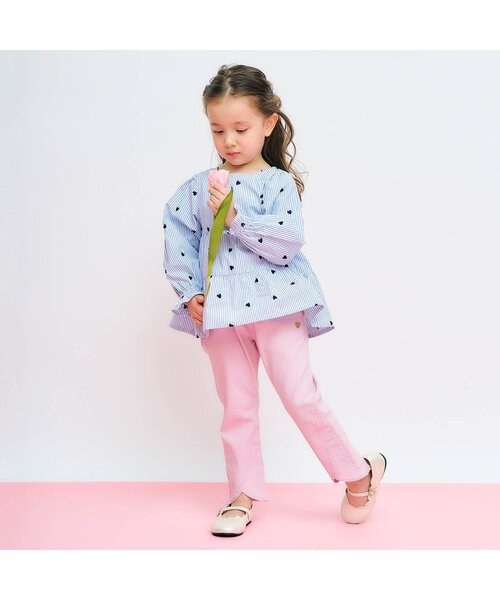 セール】【ジュニア対応】ハート刺繍ティアードチュニック