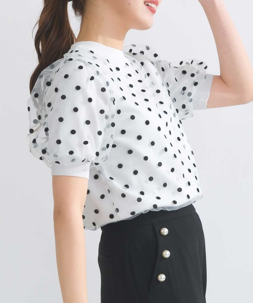 PICCIN PERLA（ピッチンペルラ）の「チュールドットニット（ニット/セーター・レディース・オフホワイト/ブラック・M）」の5枚目の写真
