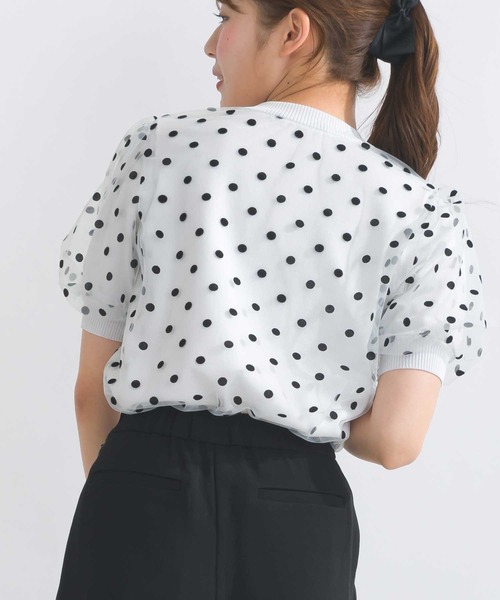 PICCIN PERLA（ピッチンペルラ）の「チュールドットニット（ニット/セーター・レディース・オフホワイト/ブラック・M）」の6枚目の写真